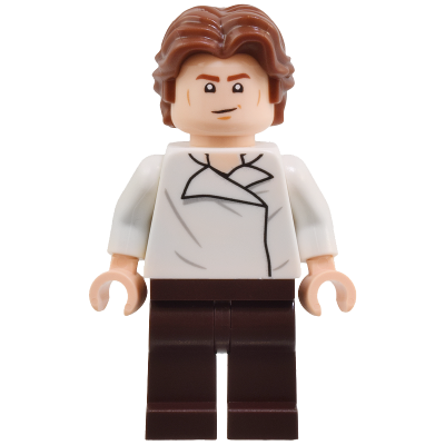 Han Solo - White Shirt with Wrinkles on Front and Back, Dark Brown Legs, Wavy Hair | sw1371