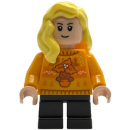 Pull de Noël orange vif Hannah Abbott, jambes courtes noires | hp592