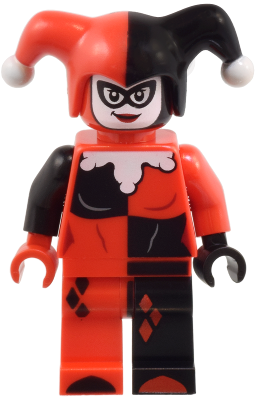 Harley Quinn - Chapeau de bouffon, mains noires et rouges, col arrondi | sh0959