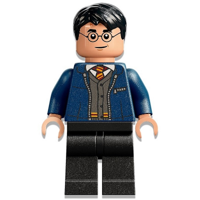 Harry Potter - Dark Blue Open Jacket over Gryffindor Cardigan Sweater, Black Legs | hp346