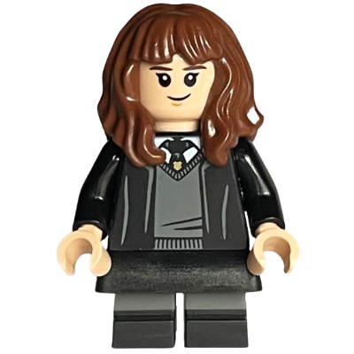 Hermione Granger - Robe de Poudlard, cravate noire, jupe et pantalon court à rayures gris bleu foncé | hp378