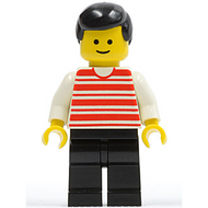 Lignes horizontales rouges - Bras blancs - Jambes noires, Cheveux noirs (homme) | hor012