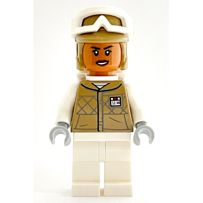 Hoth Rebel Trooper Dark Tan Uniform and Helmet, White Legs and Backpack, Female | sw1185