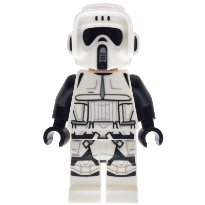 Imperial Scout Trooper - Male, Dual Molded Helmet, Belt with Small Dots on Back, Light Nougat Head, Dark Brown Eyebrows, Frown | sw1514