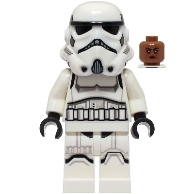 Imperial Stormtrooper - Female, Dual Molded Helmet with Light Bluish Gray Panels on Back, Shoulder Belts, Medium Brown Head | sw1326