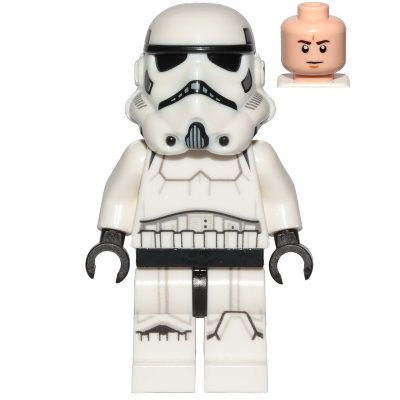 Imperial Stormtrooper - Male, Dual Molded Helmet with Light Bluish Gray Panels on Back, Light Nougat Head, Frown | sw1137