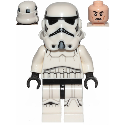 Stormtrooper impérial - Homme, casque à double moulage avec panneaux gris clair bleuâtre à l'arrière, tête couleur nougat clair, air renfrogné