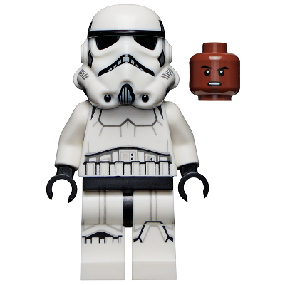 Imperial Stormtrooper - Male, Dual Molded Helmet with Light Bluish Gray Panels on Back, Reddish Brown Head, Grimace | sw1167