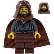 Jedi Bob (Bobarian Afol) - Dark Bluish Gray Tunic, Reddish Brown Hood and Cape | sw1379
