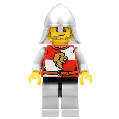 Royaumes - Quartier du Chevalier Lion, Casque avec protège-nuque, Sourire tordu et cicatrice | cas497