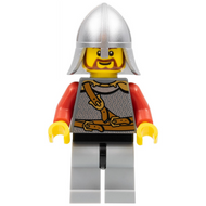 Royaumes - Armure de chevalier lion avec plastron et ceinture, casque avec protège-nuque, barbe brune arrondie | cas450