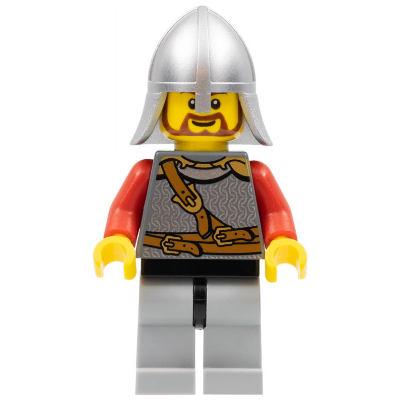 Kingdoms - Lion Knight Scale Mail with Chest Strap and Belt, Helmet with Neck Protector, Brown Beard Rounded | cas450