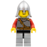 Royaumes - Armure de chevalier lion avec plastron et ceinture, casque avec protège-nuque, sourire ouvert | cas460