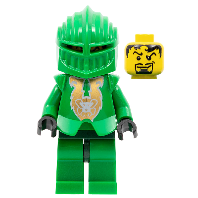 Knights Kingdom II - Rascus with Gold Pattern Armor, Plain Torso, Dark Green Hips and Helmet | cas266