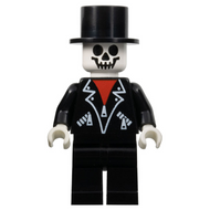 Leather Jacket with Zippers - Black Legs, Skeleton Head, Black Top Hat, White Hands | game001