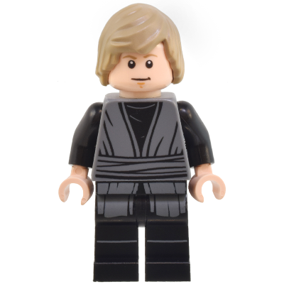 Luke Skywalker - Dark Bluish Gray Jedi Robe, Printed Legs, Shaggy Hair | sw1370