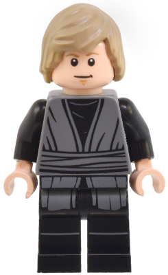 Luke Skywalker - Dark Bluish Gray Jedi Robe, Printed Legs, Shaggy Hair | sw1370
