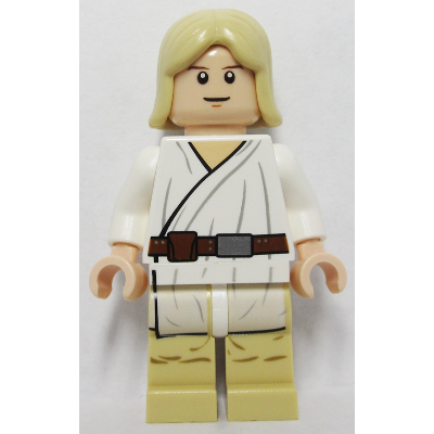 Luke Skywalker - Light Nougat, Long Hair, White Tunic, Tan Legs, White Glints | sw0273