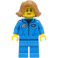 Lunar Research Astronaut - Female, Dark Azure Jumpsuit, Medium Nougat Hair, Glasses | cty1422