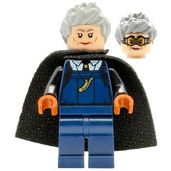 Madam Rolanda Hooch - Dark Blue Outfit with Large Whistle, Light Nougat Head, Black Spongy Cape | hp541