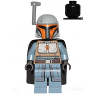Mandalorian Tribe Warrior - Female, Black Cape, Light Bluish Gray Helmet with Antenna / Rangefinder | sw1077
