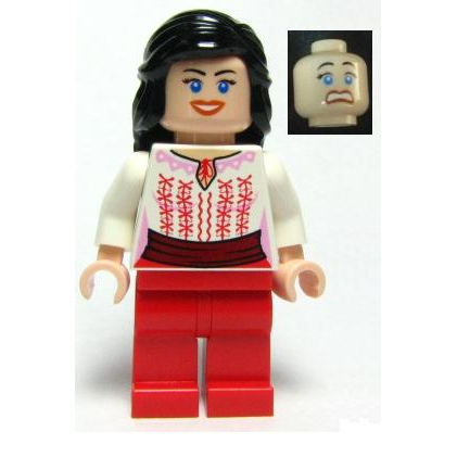 Marion Ravenwood - Chemise blanche avec ceinture rouge foncé, jambes rouges | iaj036