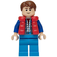 Marty McFly - Red Puffer Vest over Sand Blue Jacket, Blue Arms | sc138