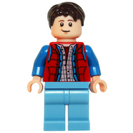 Marty McFly - Gilet rouge bouffant, manches bleues | idea001