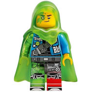 Mateo - Dark Azure Jacket, Trans-Bright Green Cape with Hood | drm086