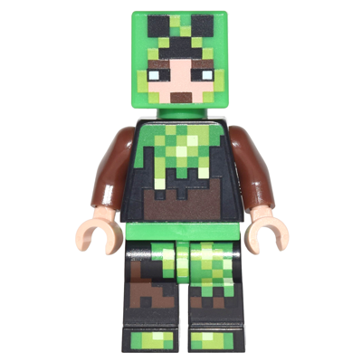 Minecraft Skin 6 - Pixelated, Bright Green and Dark Brown Creeper Costume | min039