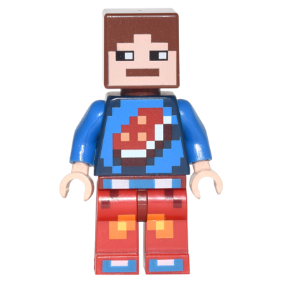 Minecraft Skin 7 - Pixelated, Blue Shirt with Porkchop Icon | min040