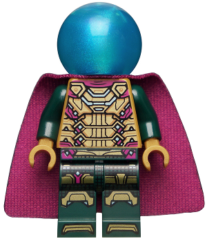 Mysterio - Magenta Trim, Dark Azure Head, Satin Trans-Light Blue Helmet, Single Hole Cape | sh0783
