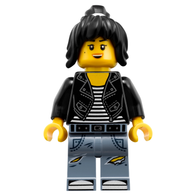 Nya - Leather Jacket and Jeans High School Outfit | njo0355