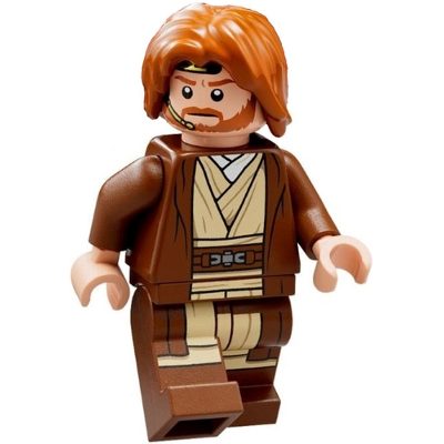 Obi-Wan Kenobi - Reddish Brown Robe, Dark Orange Mid-Length Tousled with Center Part Hair | sw1220