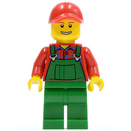Overalls Farmer Green, Red Cap with Hole, Open Grin | hol028