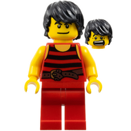 Pirate 7 - Black and Red Stripes, Red Legs, Scared, Black Crow's Feet | pi168
