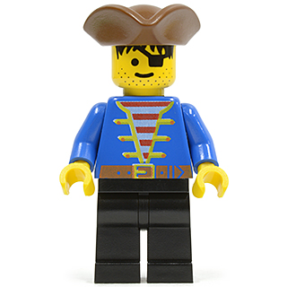 Pirate Blue Jacket, Black Legs, Brown Pirate Triangle Hat, Black Hair | pi080