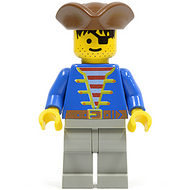 Pirate Blue Jacket, Light Gray Legs, Brown Pirate Triangle Hat | pi008