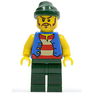 Pirate Blue Vest, Dark Green Legs, Dark Green Bandana, Long Brown Moustache | pi099