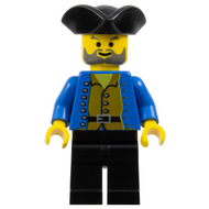 Chemise marron de pirate, pantalon noir, chapeau triangulaire noir de pirate | pi033
