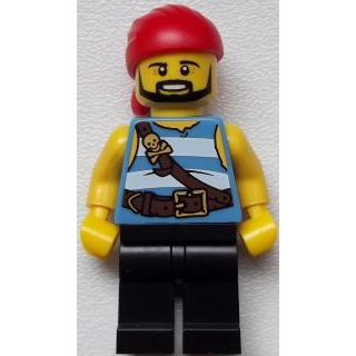 Pirate - Medium Blue and White Stripes, Black Legs | pi178
