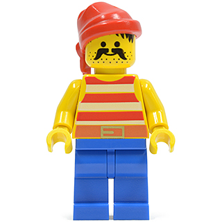 Pirate Red / White Stripes Shirt, Blue Legs, Red Bandana | pi043