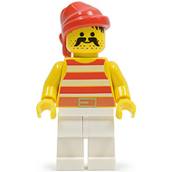 Pirate Red / White Stripes Shirt, White Legs, Red Bandana | pi045