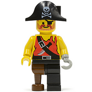 Pirate Shirt with Knife, Black Leg with Peg Leg, Black Pirate Hat with Skull | pi022