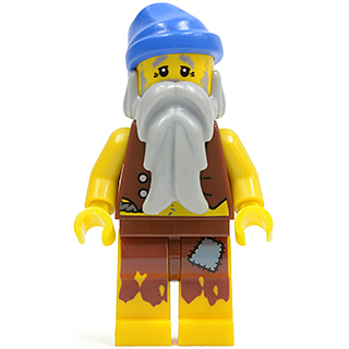 Pirate Vest and Anchor Tattoo, Gray Beard, Blue Bandana (Castaway) | pi100