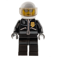 Police - City Leather Jacket with Gold Badge, White Helmet, Trans-Brown Visor, Silver Sunglasses | cty0027