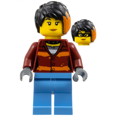Police Crook - Female, Dark Red Torso with Orange Stripes, Medium Blue Legs, Black Hair with Orange Highlights (Daisy Kaboom) | cty1379