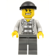 Police - Jail Prisoner Jacket over Prison Stripes, Dark Bluish Gray Legs, Black Knit Cap, Gold Tooth | cty0206