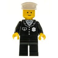 Police - Suit with 4 Buttons, Black Legs, White Hat | cop001