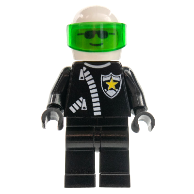 Police - Zipper with Sheriff Star, White Helmet, Trans-Green Visor | cop018